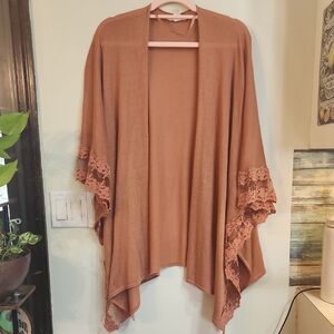 LC Lauren Conrad Mauve Shawl with Lace Sleeve Detail